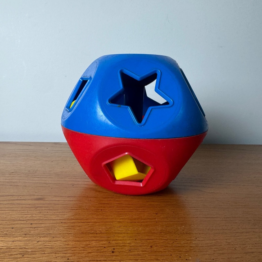 Tupperware Vintage Infant Baby Shape Sorter Toy Red Blue Color Shape Learning‎